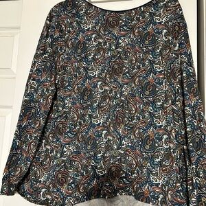 Talbots Paisley Print Long Sleeve Women's Top - Multi-Color 3X